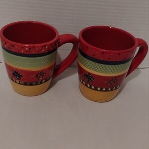 2 Rumba Colorful Hand Painted Coffee Mugs